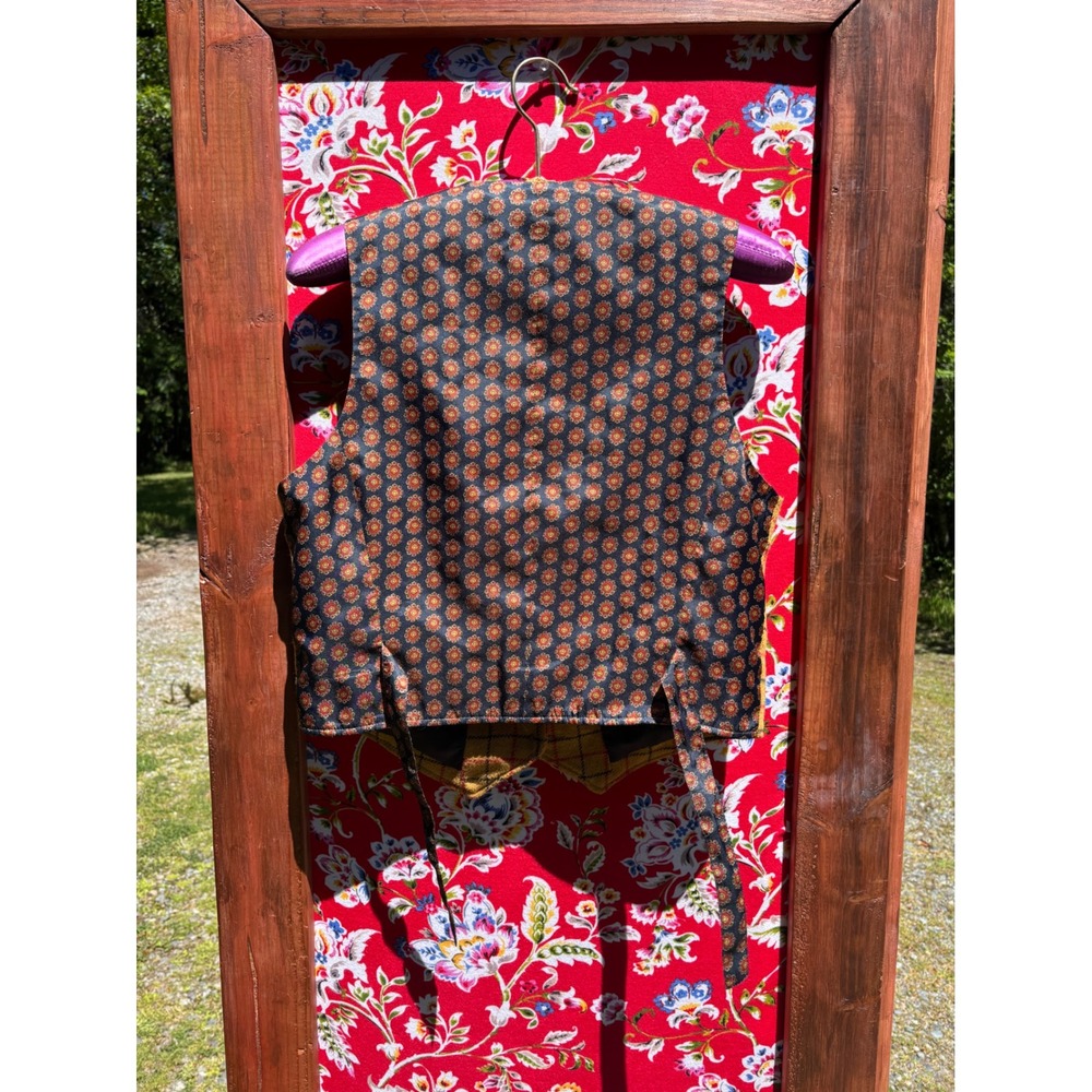 Vintage Gap Mustard Yellow Plaid Wool Blend Retro Equestrian Vest Women's Size M - Picture 4 of 16